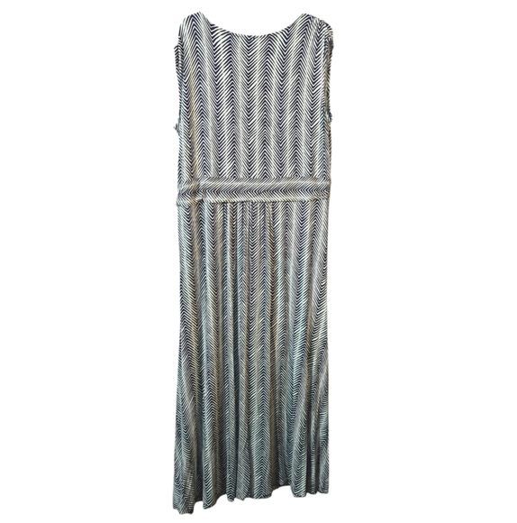 Talbots Womens Maxi Dress Chevron Stripe Stretch Navy Blue Cream Plus Size 1X - Picture 3 of 7